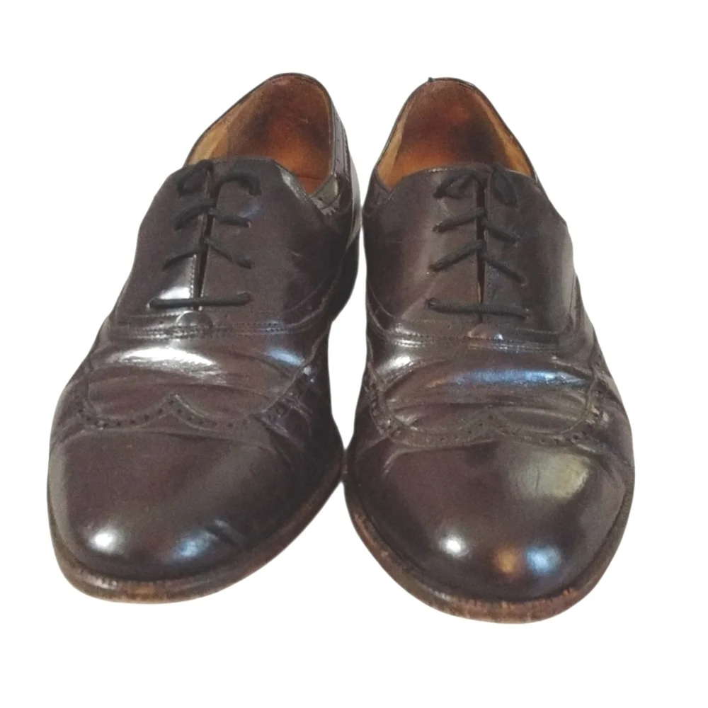 Vintage Bally Lenox Prestige Brown Wing Tip Oxfords Men's Size 7 D